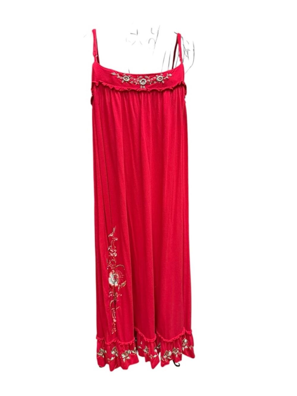 JWLA Red Floral Embroidered Maxi Dress - Bold Red Slip XL